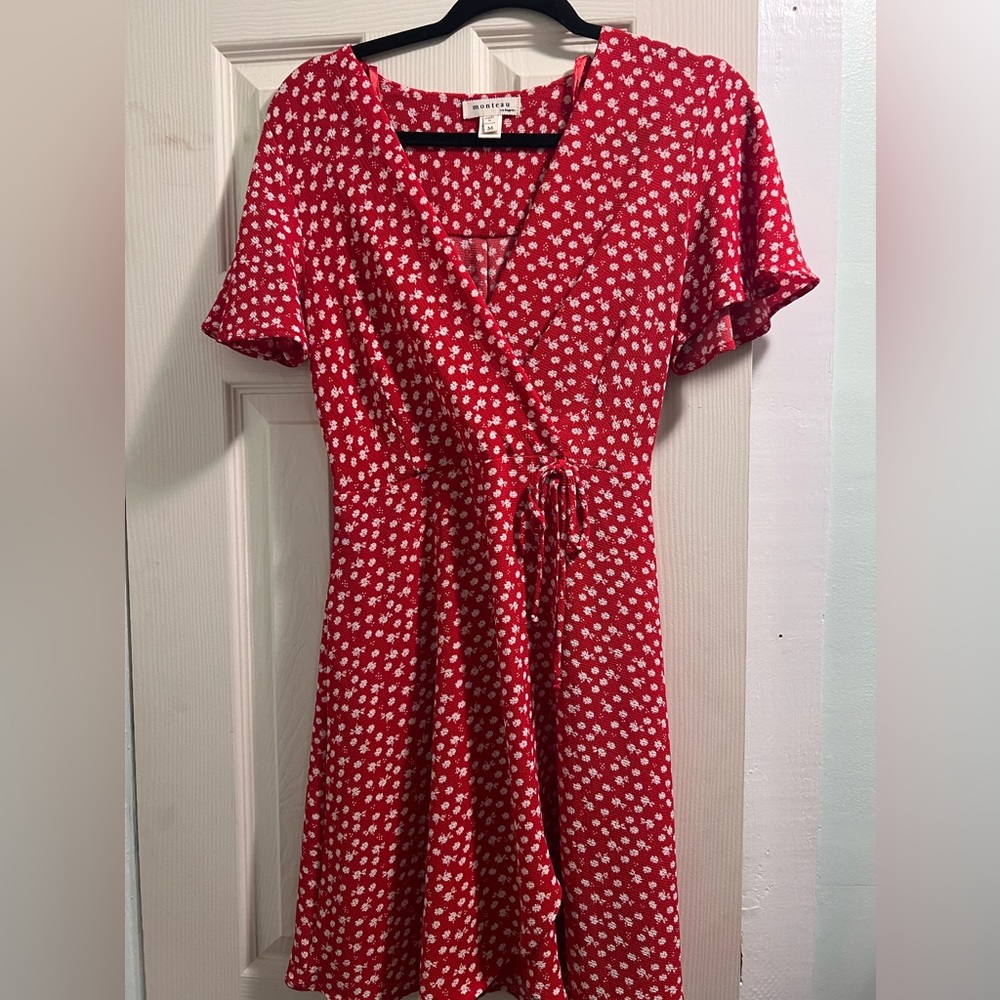 Monteau Women’s Red Floral Dress Medium
